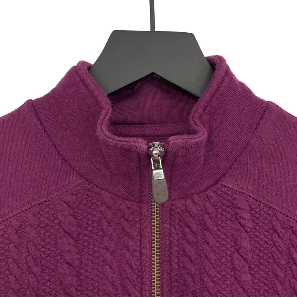 ORVIS Jacquard Cable Knit 1/4 Zip Pullover Sweater Purple S